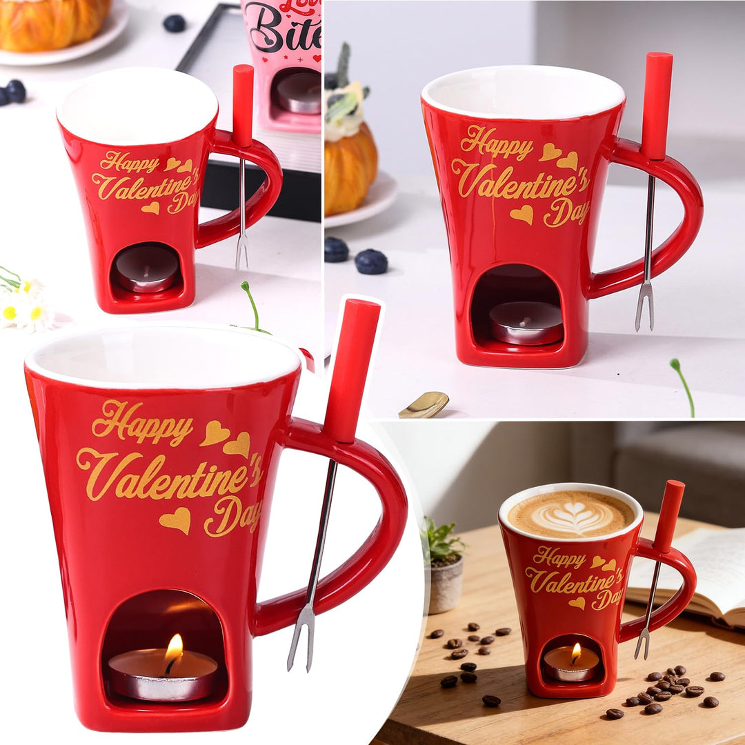 Schokoladen Fondue Becher Set, 200 ml Valentinstag Schokoladenfondue Becher, Schokofondue Tasse mit