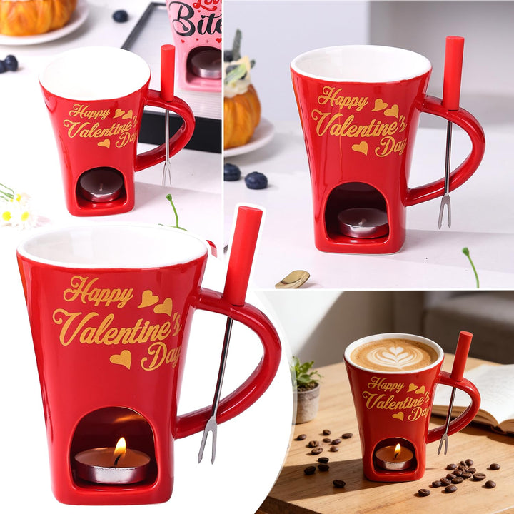 Schokoladen Fondue Becher Set, 200 ml Valentinstag Schokoladenfondue Becher, Schokofondue Tasse mit