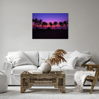 Bilder auf Leinwand Sonnenuntergang dämmerung sonne palme Leinwandbild 70x50cm Wandbilder Dekoration