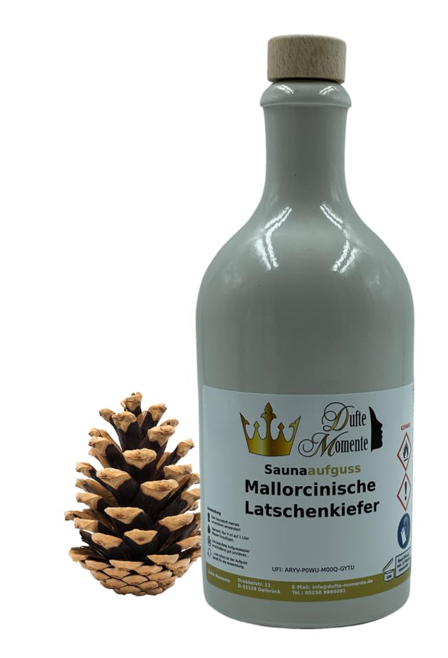 Dufte Momente | Saunaduft Konzentrat Mallorcinische Latschenkiefer 500ml in weisser Steinzeugflasche