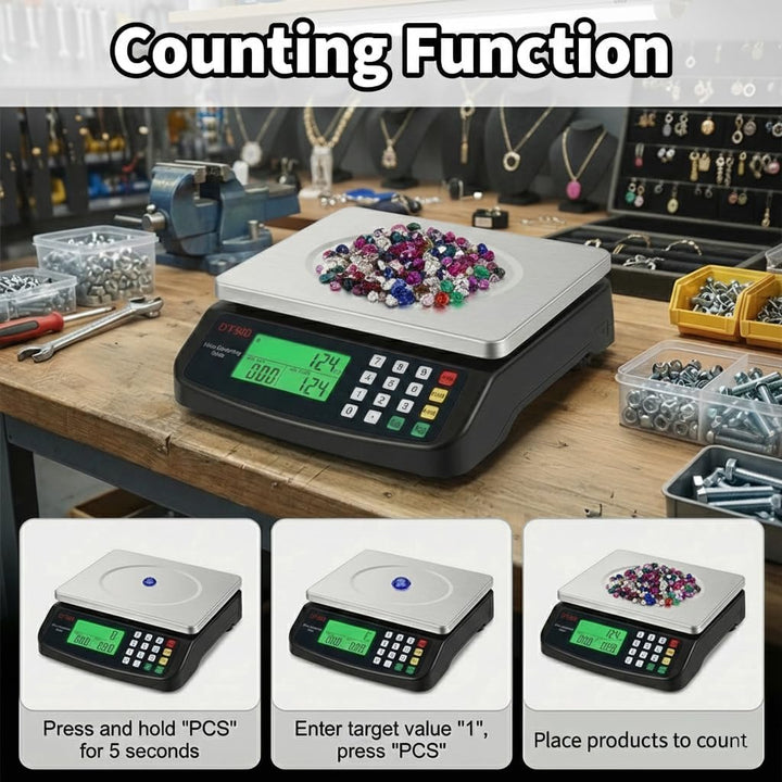 30kg/1g Digitale Küchenwaage, Edelstahl Gastronomie Essenswaage mit Preiskalkulation, Tara Funktion,