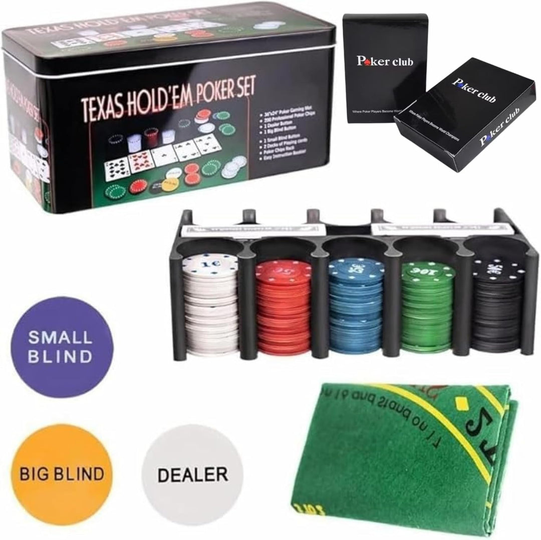 Poker Set für Pokerspiel. Robustes Kartenspiel und Pokerkoffer. Werde der Meister des Zufalls mit di