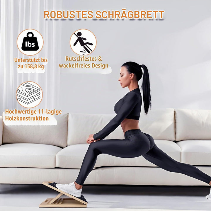 Wadendehner, Slant Board mit Einstellbarem Schrägbrett und Wadenstrecke, Professionelles Wadendehner