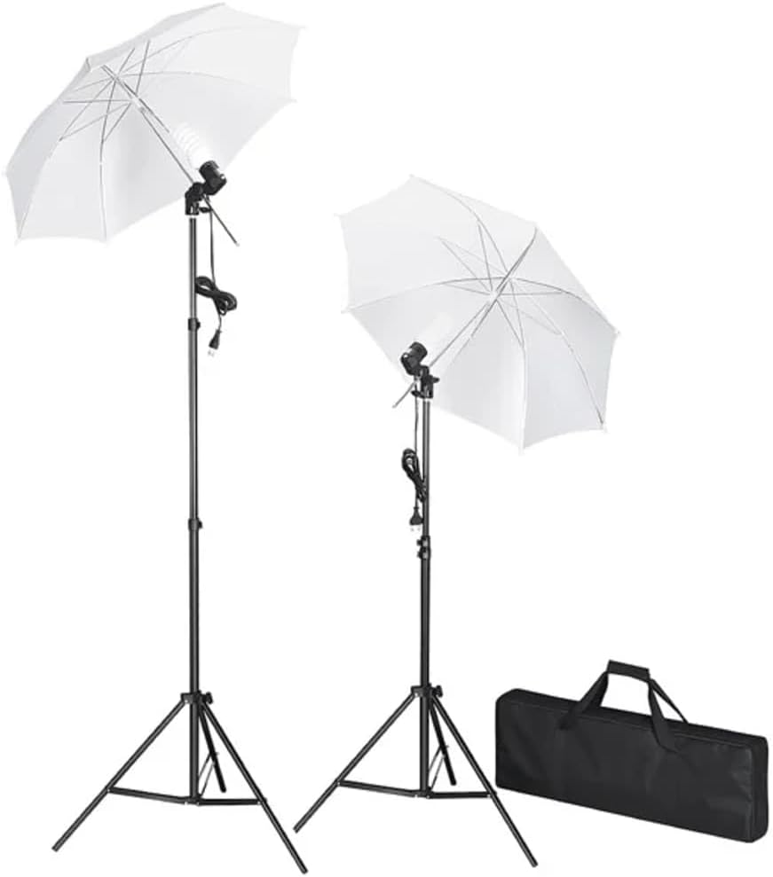 Mangloder Fotostudio-Set mit Hintergrund, Studioleuchten, Softboxen und Schirmen für professionelle