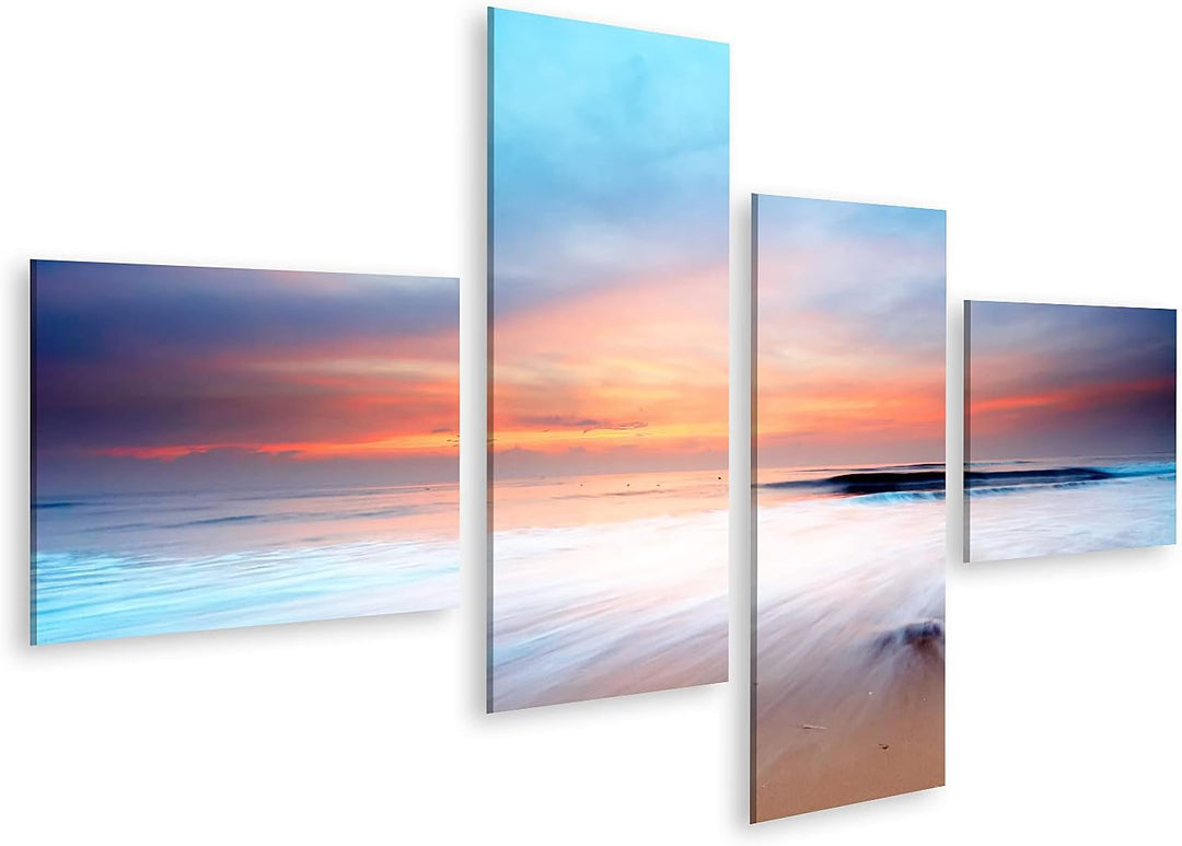 islandburner Bild auf Leinwand Sonnenuntergang Strand Meer Bilder Wandbilder Poster Leinwand 150x80c