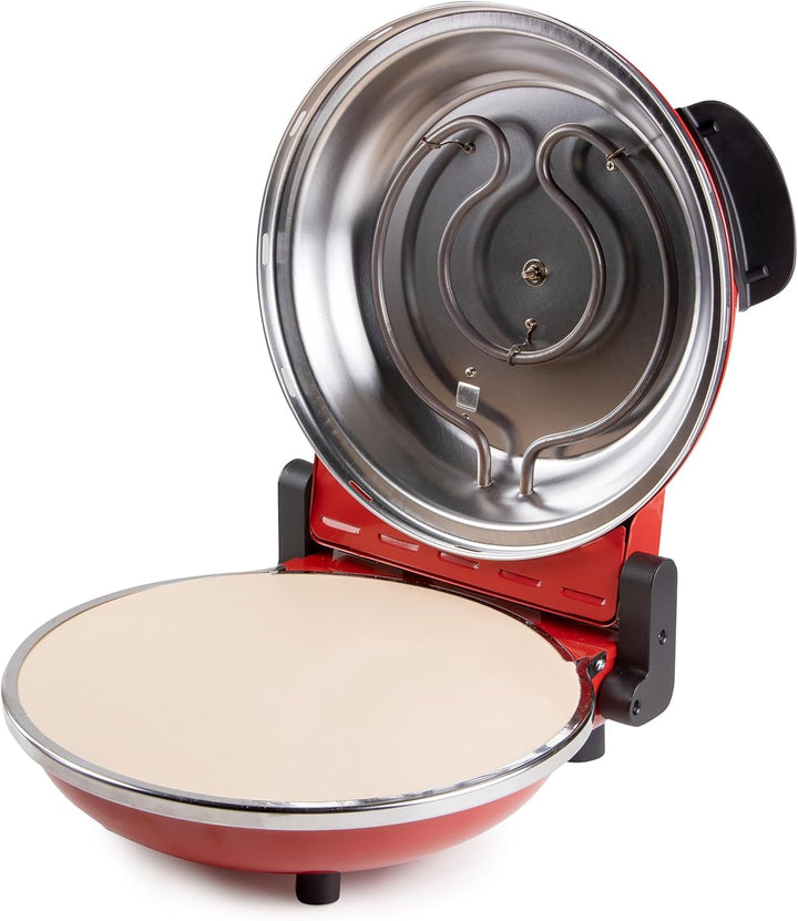 DOMO DO9284PZ Pizzaofen 'My Express Pizza' - Backzeit 3–5 Minuten - Mit Keramikstein - 1200 W - Rot
