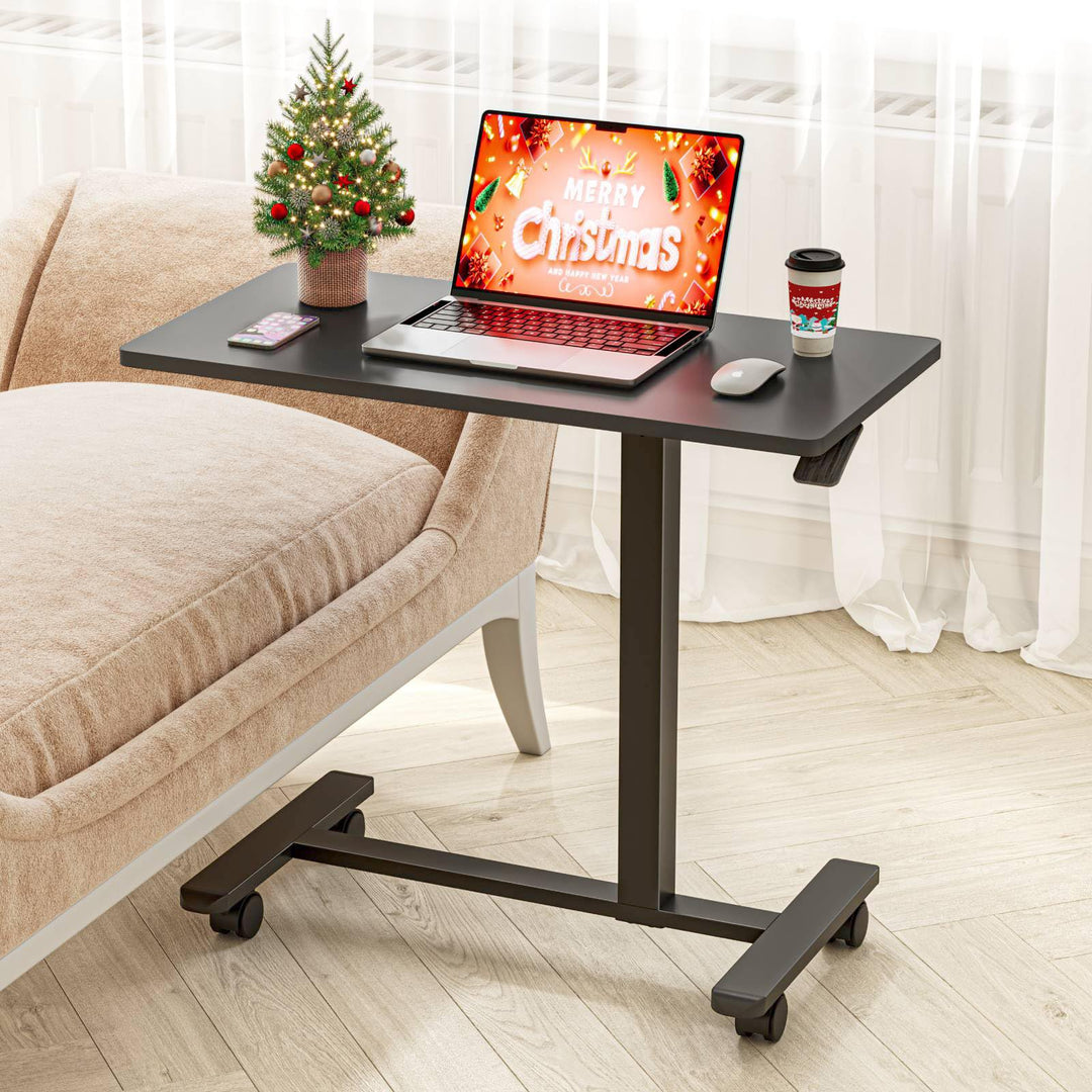 Dripex Beistelltisch mit Rollen Laptoptisch Höhenverstellbar Schreibtisch aus Holz, Sofatisch Nachtt