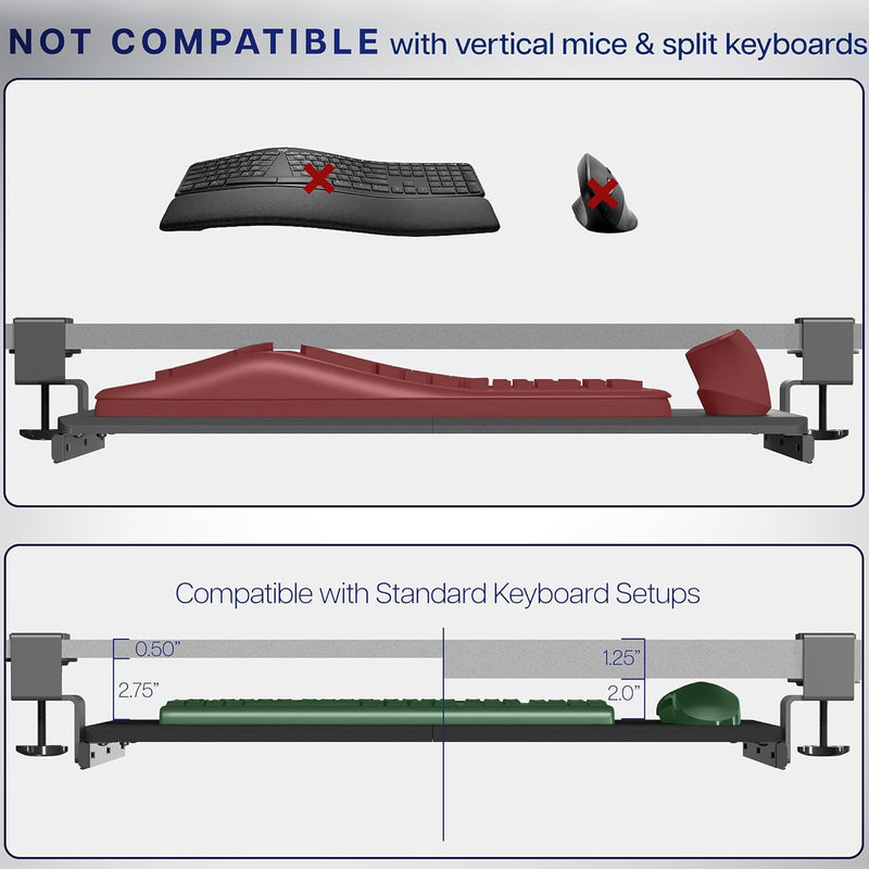 VIVO Large Keyboard Tray Under Desk Pull Out with Extra Sturdy C Clamp Mount System,27 (33 Including