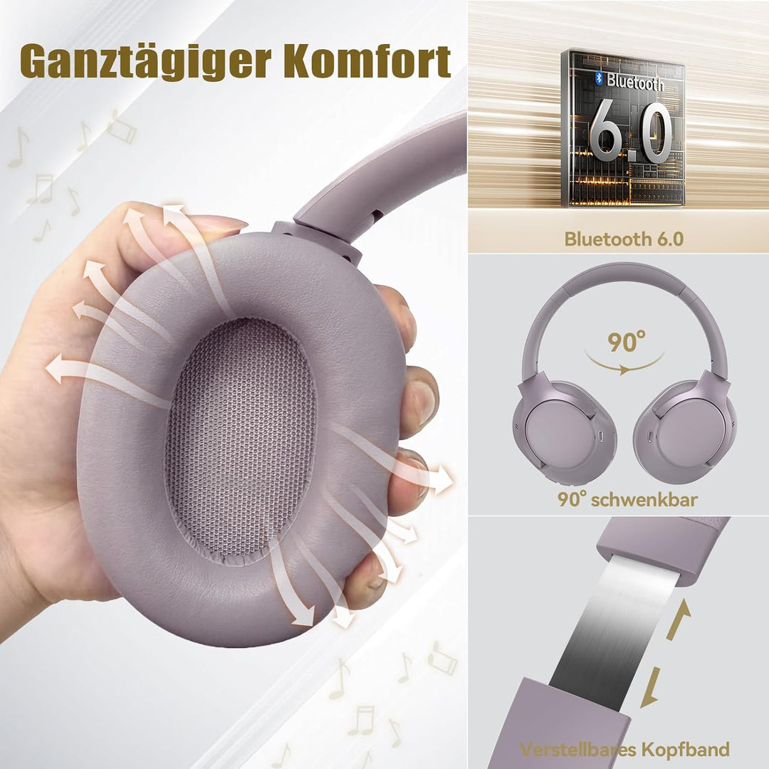 TECKNET Over Ear Kopfhörer Bluetooth mit Hybrid Active Noise Cancelling, Kabellose Bluetooth 6.0 Kop