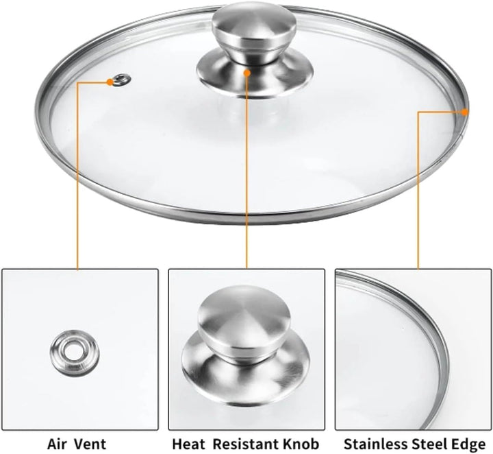 SMHLINE® 12-tlg Topfset Töpfe Set induktionsgeeignet Kochtopf Set Pfannen Edelstahl Kochgeschirr Pfa