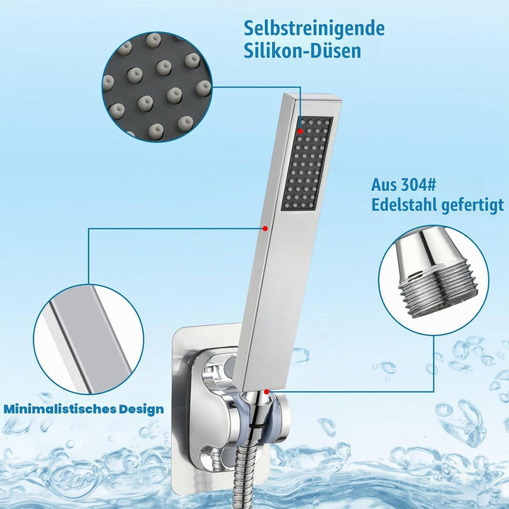 Handbrause Komplett aus Metall, Hochdruck-Duschköpfe von Voolan, Einfache Handbrause aus Chrom mit T