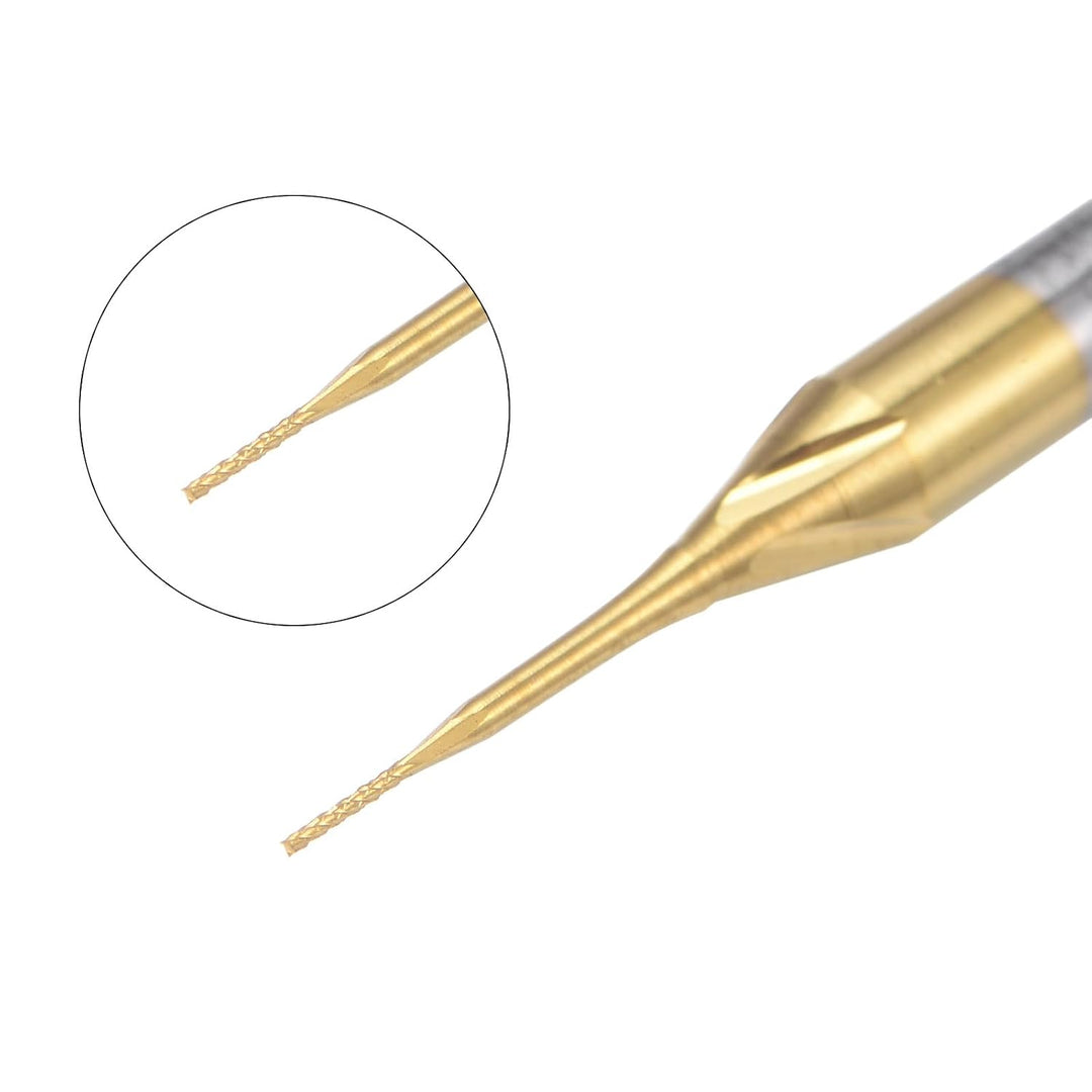 QUARKZMAN 10 Stück Hartmetallfräser 0.3mm Schaft, 6-Flöten CNC Fräser 4-NutenTitanbeschichtung für E