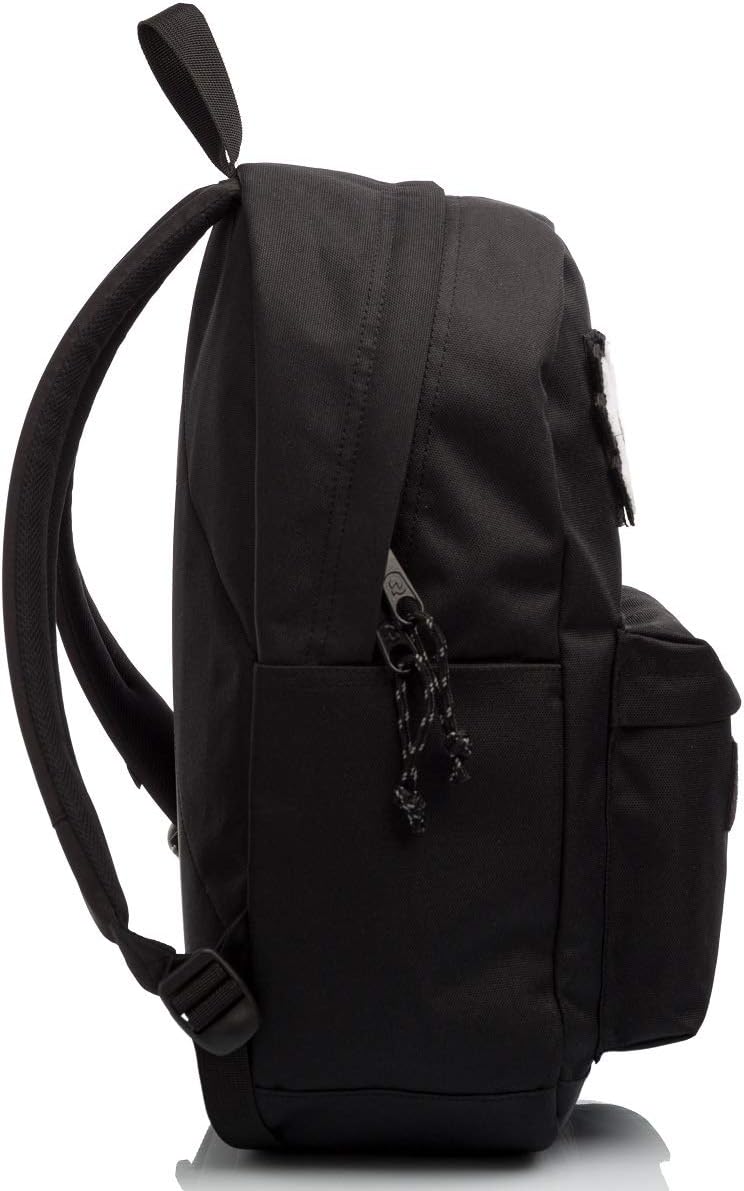 Invicta CARLSON Jet Black, Rucksack aus nachhaltigem Stoff, Geräumige Schultasche für Teenager, Mädc