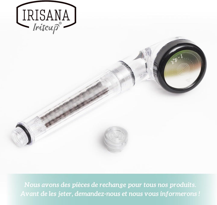 IRISANA - Öko-Dusche IR15-24 x 15 x 6 cm - Mikroporenscheibe, Keramik- und Partikelfilter - 2 Ersatz