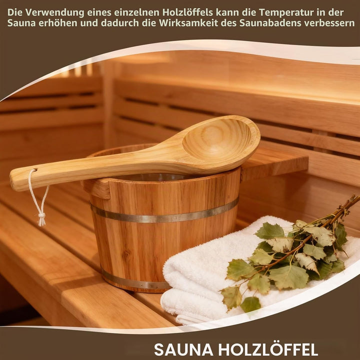 Saunakelle, hölzerner Saunalöffel, handgefertigter Löffel, hölzerner Salzbadlöffel, Saunazubehör, Sa
