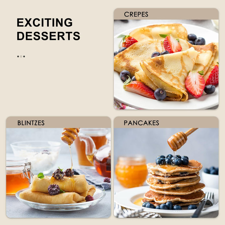 Yabano Crêpes maker, Ø 30 cm Retro Pancake Maker mit Wender und Teigverteiler