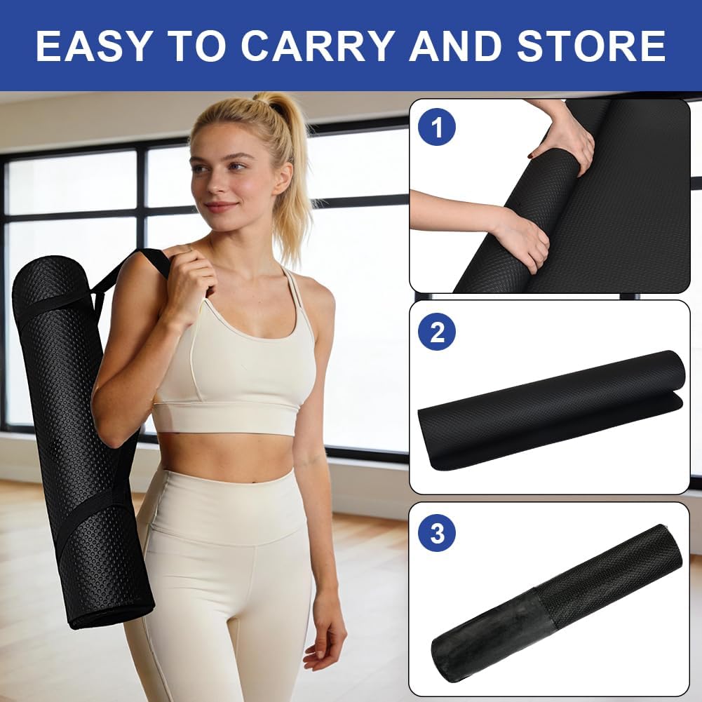 DiULi Yogamatte, Bodenschutzmatte Fitnessgerät Fitnessmatte mit Tragegurt und Tasche, für Pilates, W