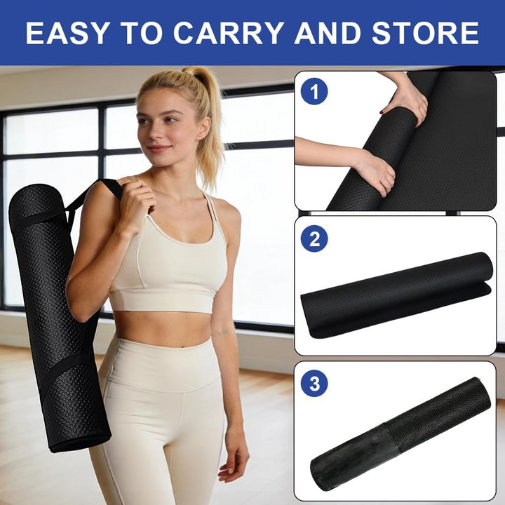 DiULi Yogamatte, Bodenschutzmatte Fitnessgerät Fitnessmatte mit Tragegurt und Tasche, für Pilates, W