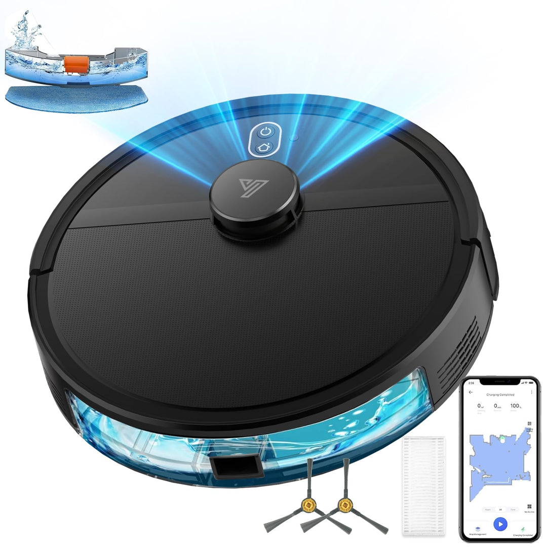 2026 Saugroboter mit Wischfunktion bis zu 5000Pa, 2 in 1 Staubsauger Roboter LiDAR Navigation mit 5