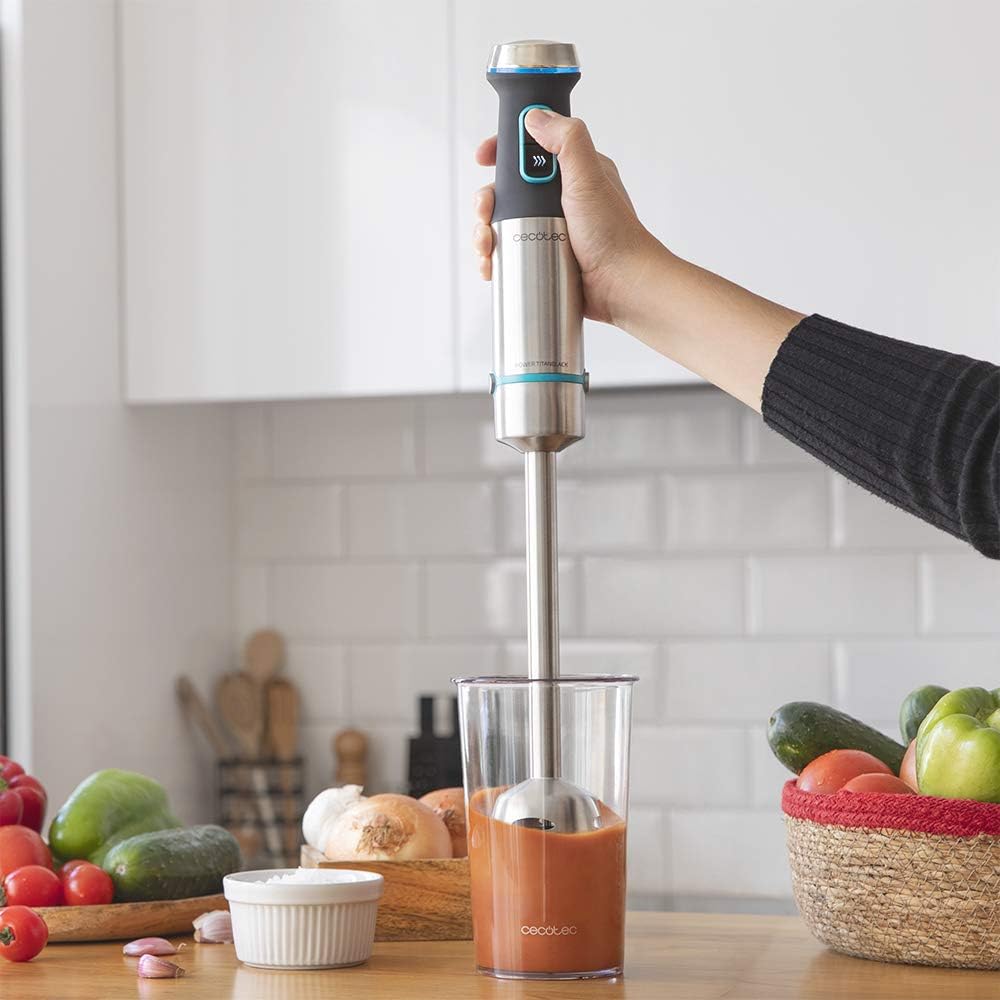 Cecotec Stabmixer Power TitanBlack 1200 XL.1200 W, CrossBlades Technologie mit 4-Klinge-Blättern mit