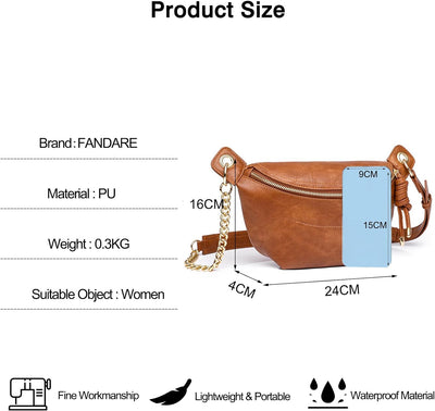 FANDARE Elegant Brusttasche Damen Handy Umhängetasche PU Leder Sling Bag Damen zum Umhängen Schulter