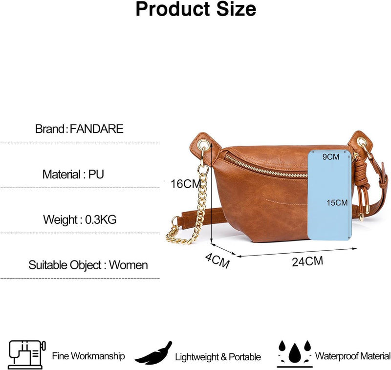 FANDARE Elegant Brusttasche Damen Handy Umhängetasche PU Leder Sling Bag Damen zum Umhängen Schulter