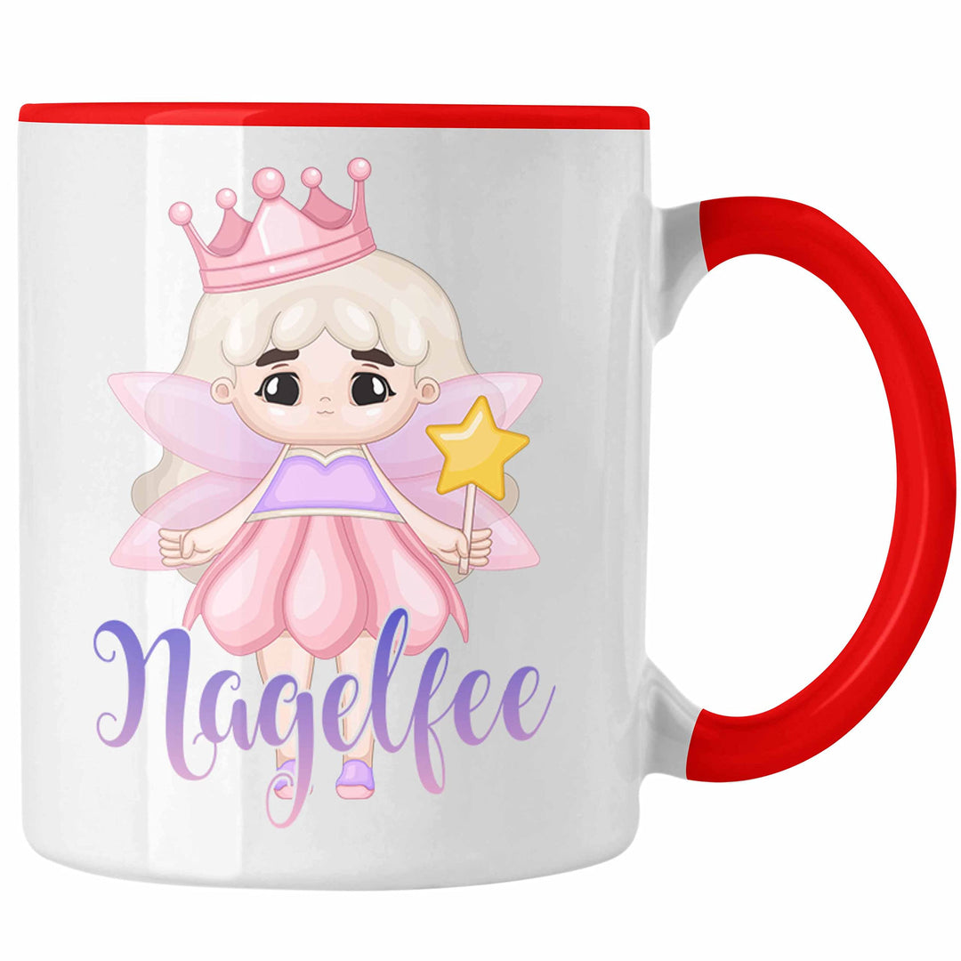 Trendation - Nagel-Fee Tasse Geschenk Nagelstudio Mitarbeiterin Gel-Nägel Spruch Süsse Grafik (Rot),