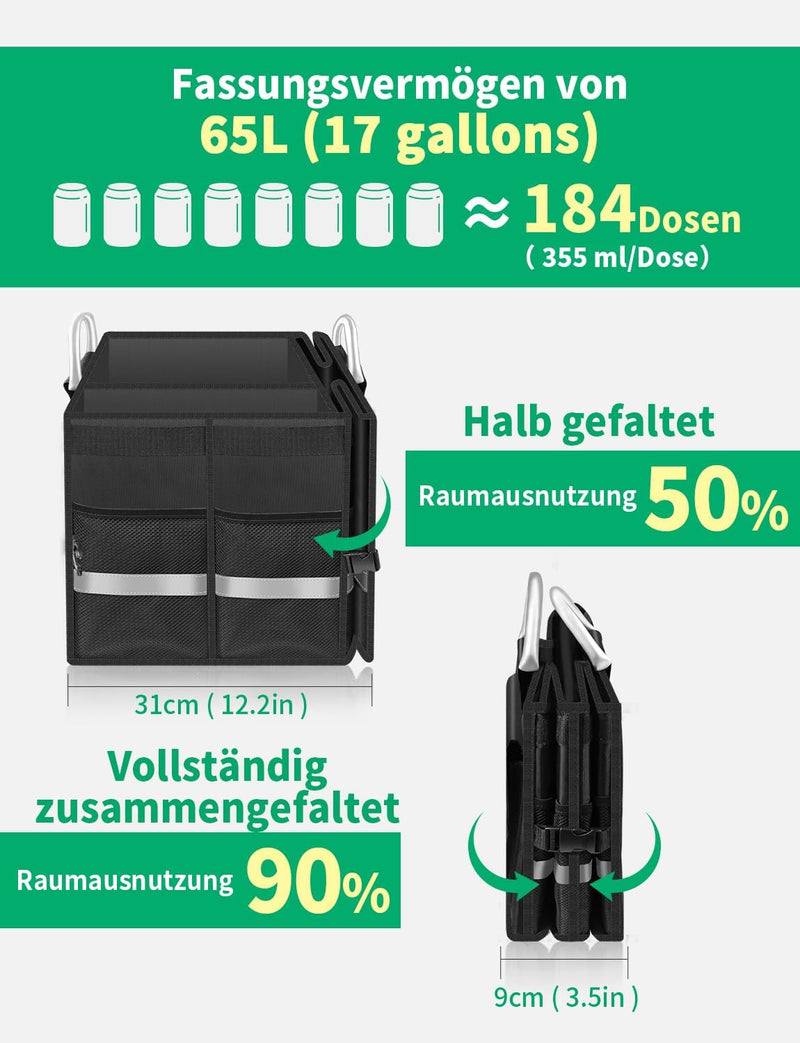 Oasser Kofferraumtasche Kofferraum Organizer mit Deckel Auto Kofferraum Organizer Autotasche Auto Ko