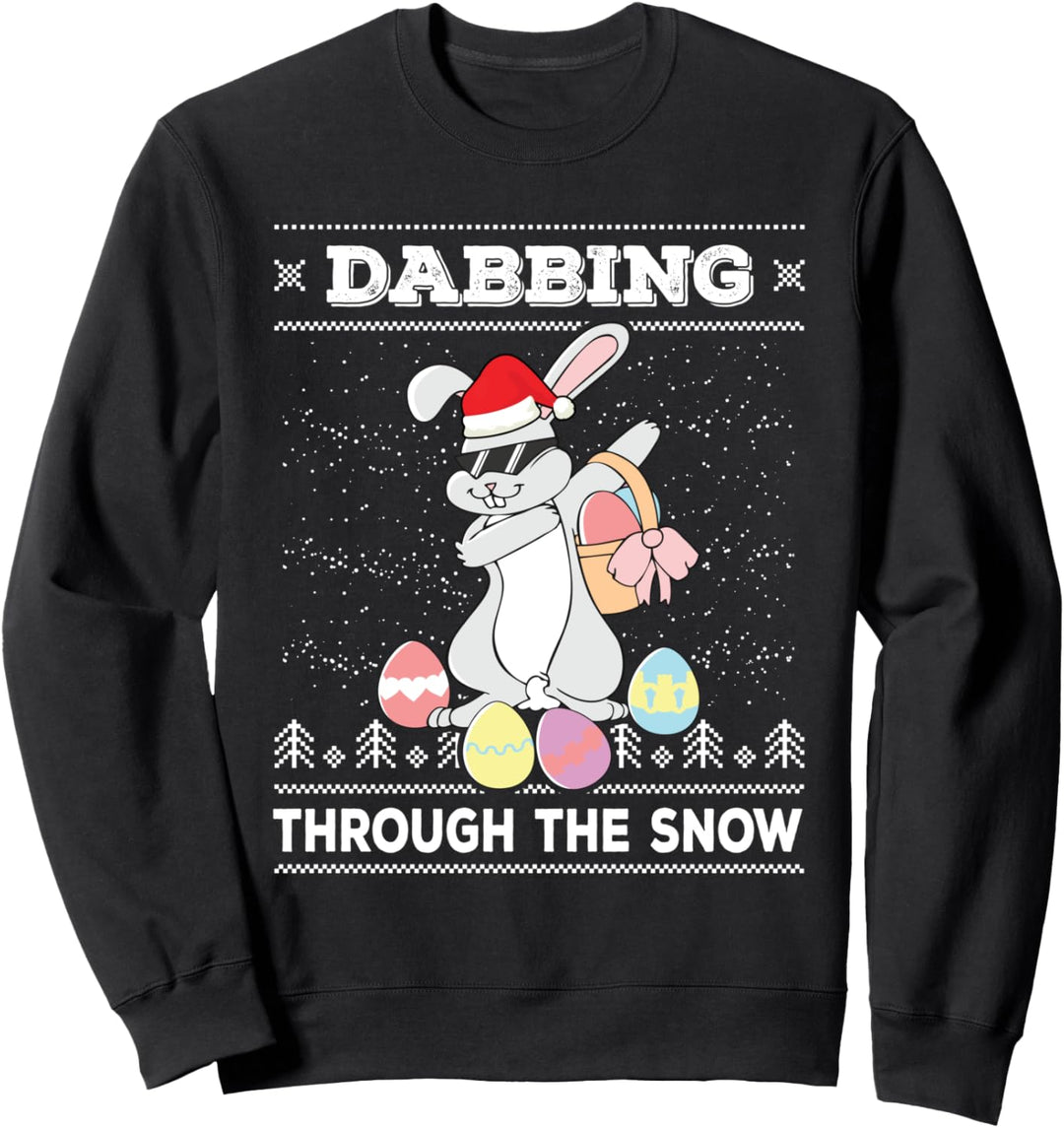 Dabbing Through The Snow Bunny Hase Kaninchen Weihnachten Sweatshirt