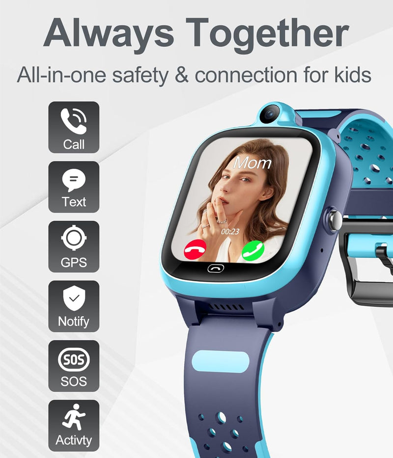 Fitonme 4G Smartwatch Kinder GPS Tracker Uhr Telefon WLAN Wasserdichter Echtzeit-Position Videoanruf