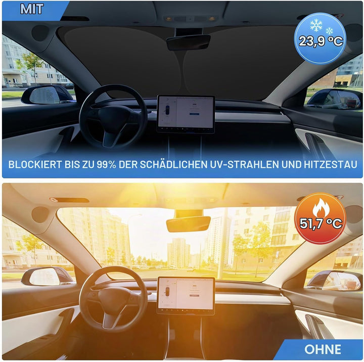ZATOOTO Sonnenschutz Auto Frontscheibe für Tesla Model Y Model 3,Faltbar | Windschutzscheibe Sonnens