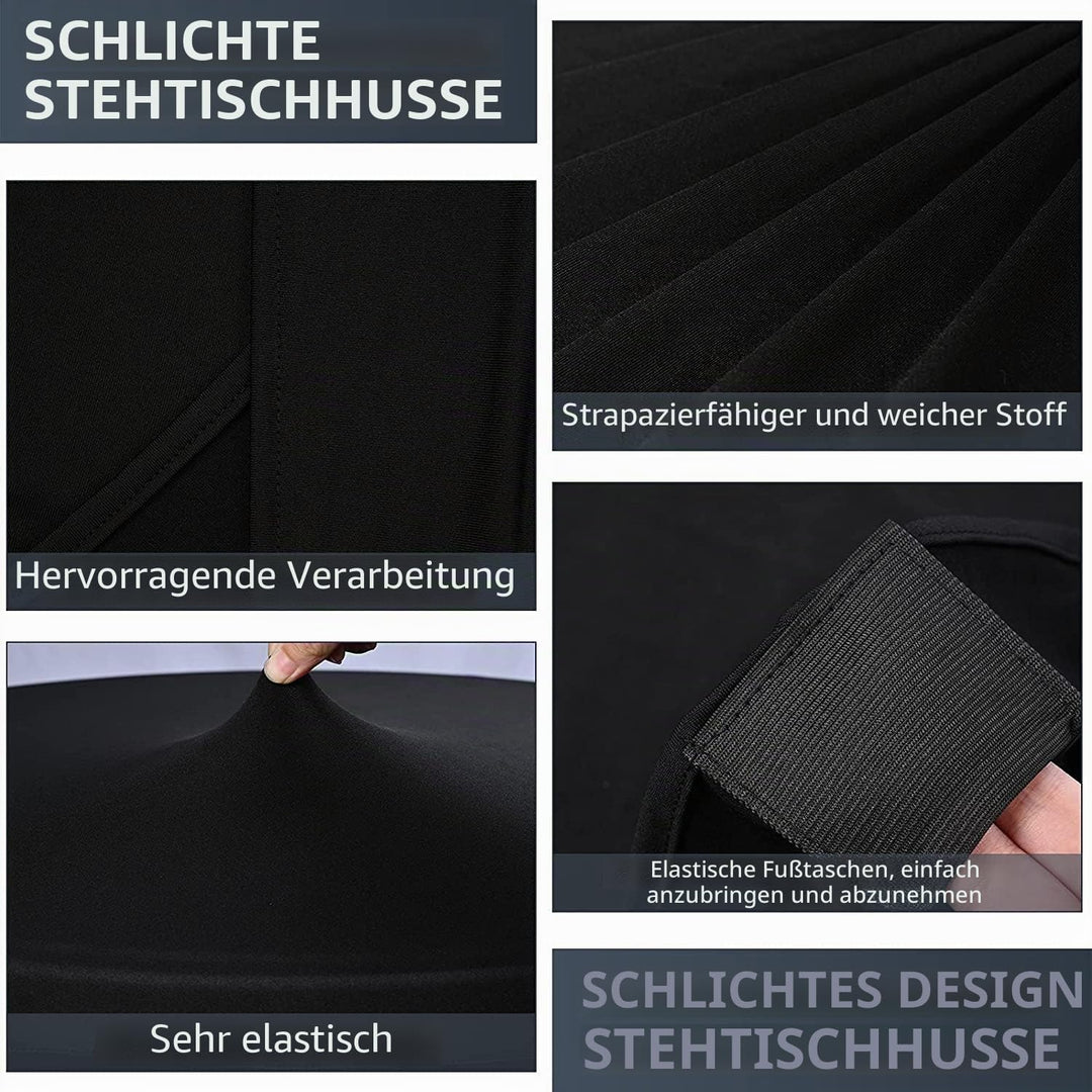 6 Stück Schwarz Stehtisch Hussen Stehtische, Stehtischhusse für Ø 70-75 cm Stehtische und Bistrotisc
