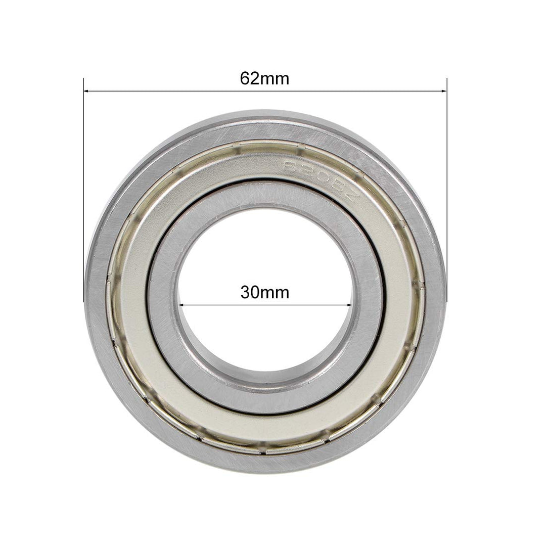 sourcing map 4St Rillen Kugellager 6206ZZ Z2 Doppelt Geschirmt Kohlenstoffstahl 30mm X 62mm X 16mm