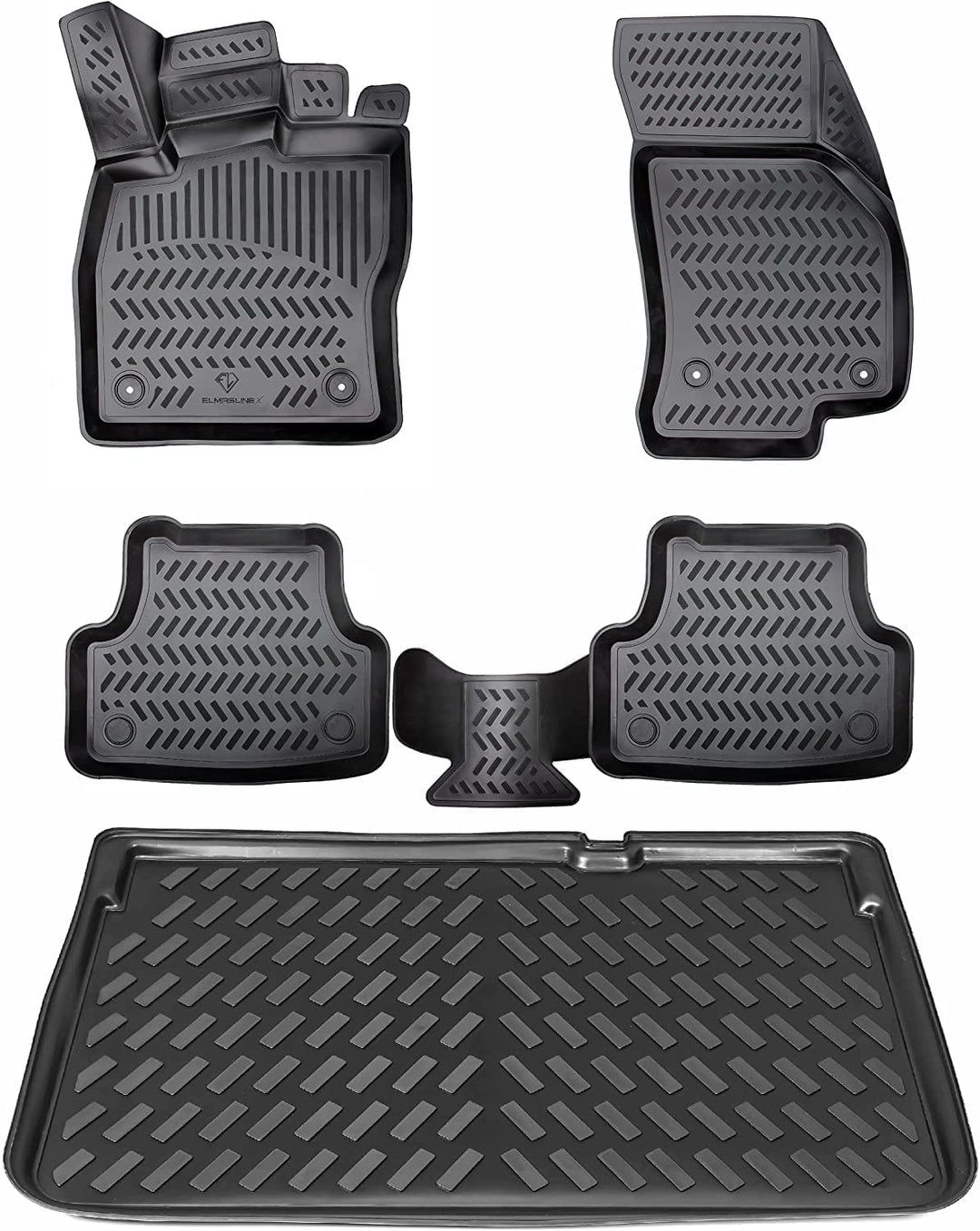 ELMASLINE 3D Gummimatten &amp; Kofferraumwanne Set für SEAT TARRACO 2019-2025 5-Sitzer (unterer Ladebode