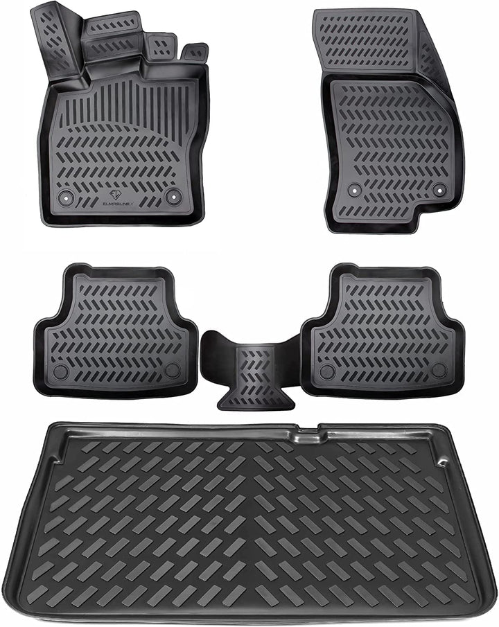 ELMASLINE 3D Gummimatten &amp; Kofferraumwanne Set für SEAT TARRACO 2019-2025 5-Sitzer (unterer Ladebode