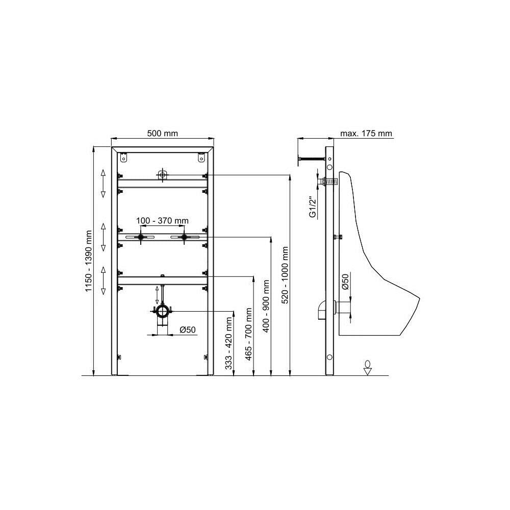 Urinal Vorwandelement Unterputzelemnt Montagelement Trockenbau Profil Bidets WCs