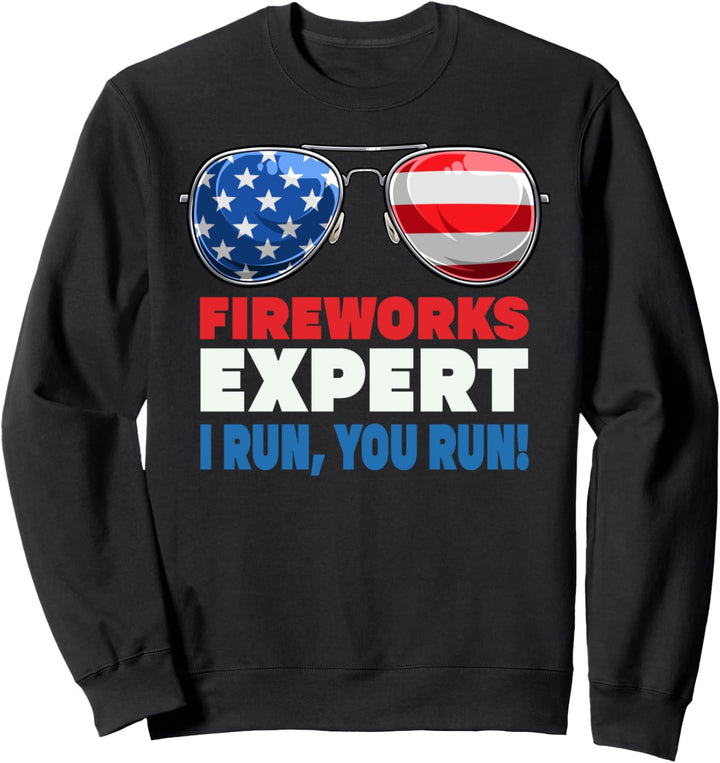 4. Juli-Shirt. FIREWORKS EXPERT USA Flagge Sonnenbrille Sweatshirt