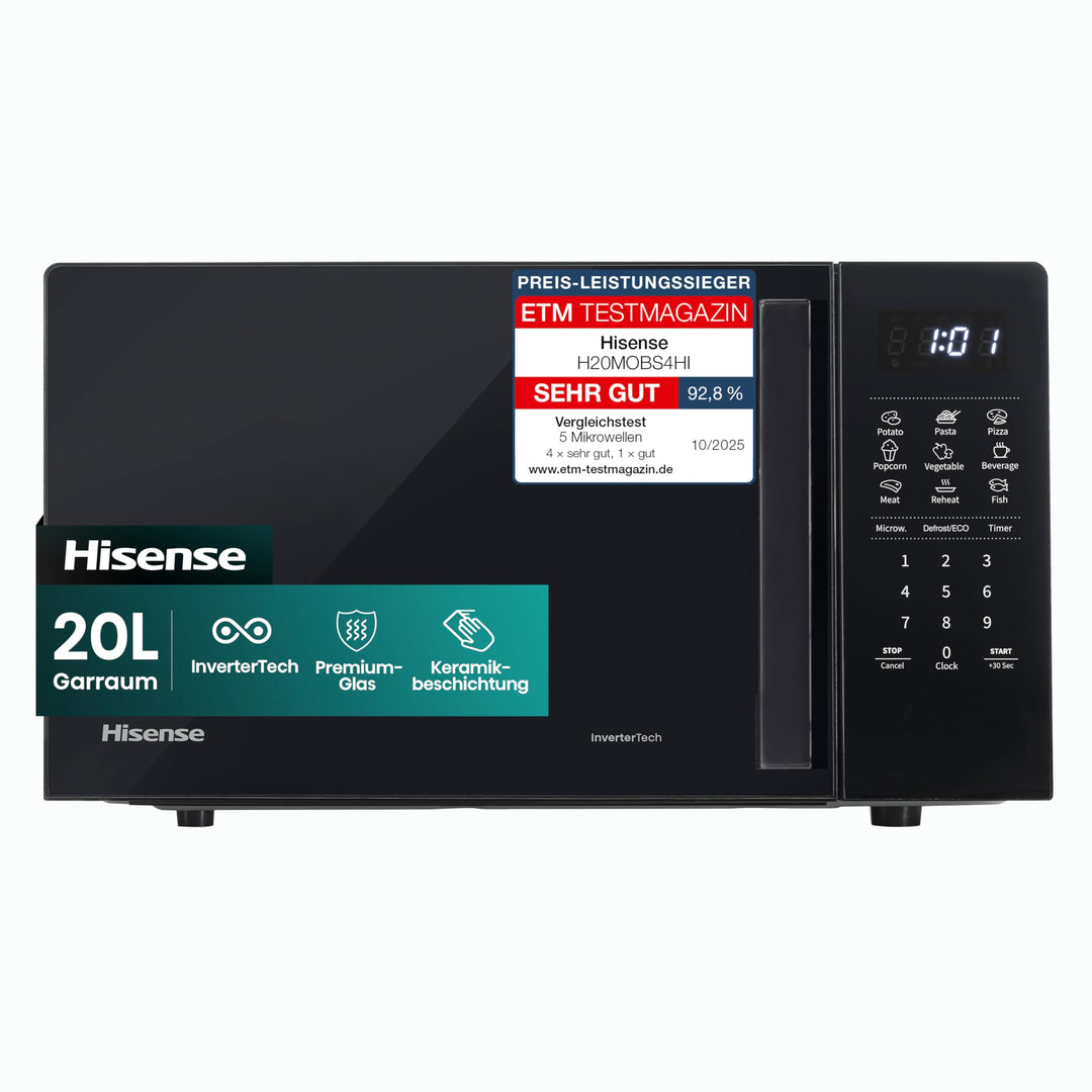 Hisense H20MOBS4HI Mikrowelle /20 L /700W /InverterTech/Keramikbeschichtung/Massgeschneidert, Mehrph