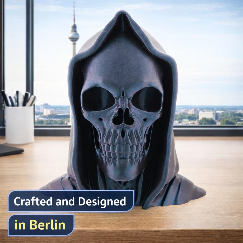 OSAZEE Totenkopf Kopfhörerständer – Skull Headphone Stand Burned Titanium Black | Premium Kopfhörerh