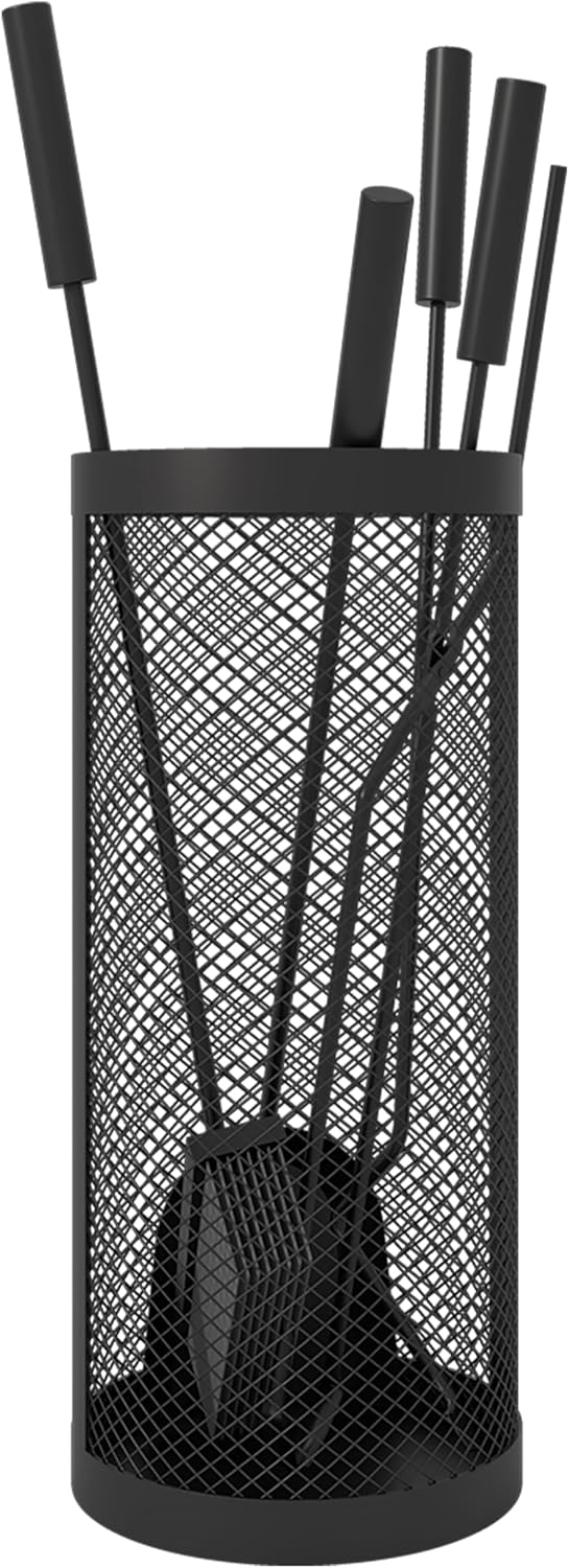 Kingson Kaminbesteck-Set, abgerundet, inkl. Eimer, Schaufel, Schürhaken, Bürste und Zange, 17 x 35 c