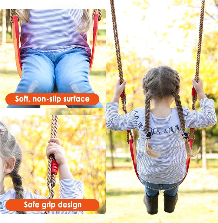 Kinderschaukel Outdoor,Schaukelsitz mit verstellbarem Seil und 2 Verschluss,weichen Bord U-Schaukel