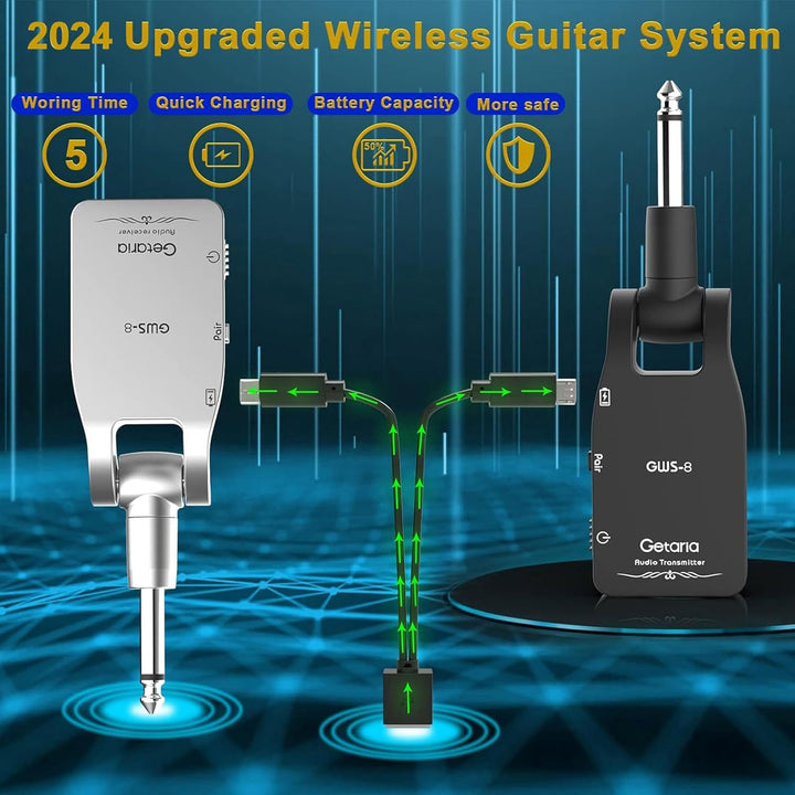Getaria Gitarren Sender 2.4 G Wireless gitarre Sender Built-in Rechargeable Lithium battery for Elec