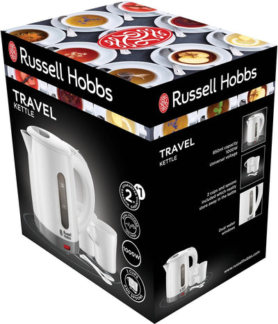 Russell Hobbs Wasserkocher klein [0,85l Reisewasserkocher mit weltweiter Spannungsanpassung] Travel