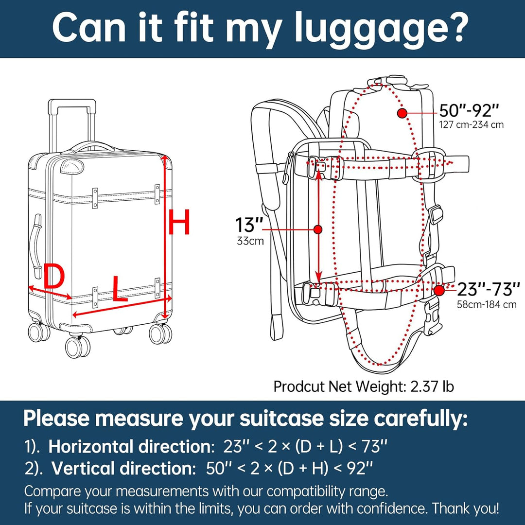 Hardcase/Carry On Trolley Gepäck Rucksack Umrüstsystem Verstellbarer Gurt