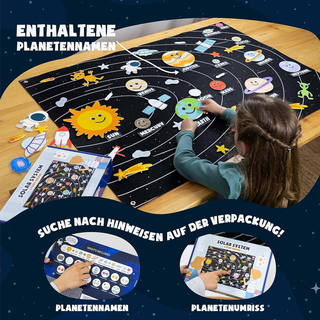 BONNYCO Sonnensystem Kinder 61 Filz Figuren. Planeten Kinder Spielzeug, Geschenke für Jungs Mädchen