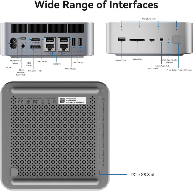 Beelink GTi12 Mini PC, Intel Core i9 12900H (14C/20T up to 5.0GHz), 32GB DDR5 1TB M.2 PCIe4.0 SSD Mi