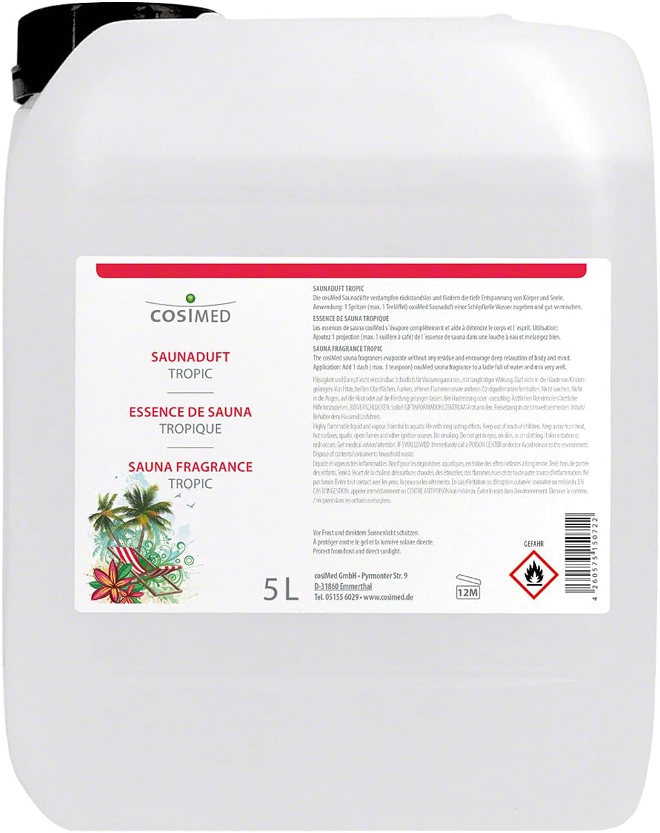 cosiMed Saunaduft Tropic, Konzentrat, Saunaaufguss, Saunazubehör 5 l, 5 l