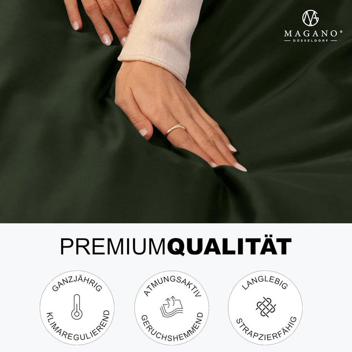 Magano® Premium Bettwäsche 135x200 Grün | Weich & Bügelfrei | Hypoallergen & Atmungsaktiv | Deckenbe