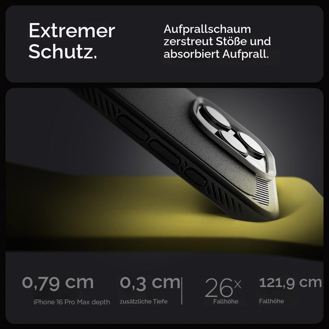 Spigen Rugged Armor MagFit Hülle für iPhone 16 Pro Max, Kompatibel mit MagSafe Zubehör -Matte Black