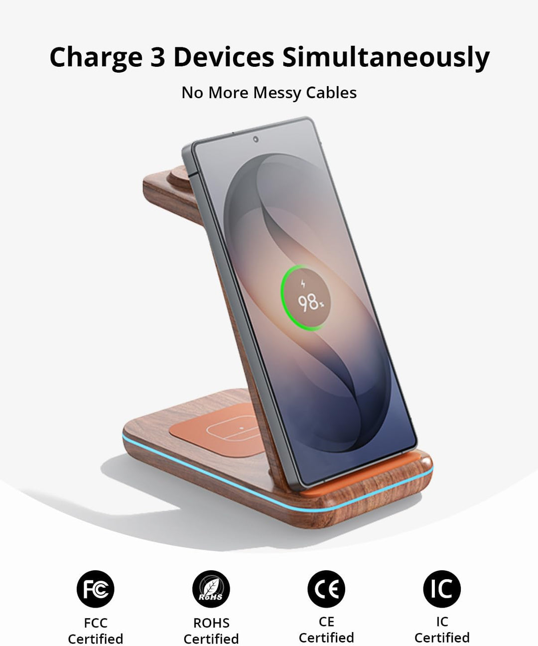 JoyGeek 3 in 1 Induktive Ladestation für Samsung, Wireless Charger für Samsung S26/S25/S24/S23/ZFlip